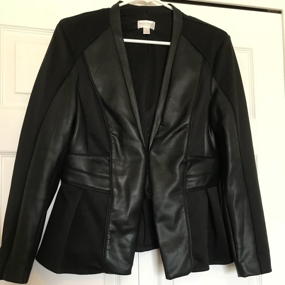 Black Leather Detailed Blazer